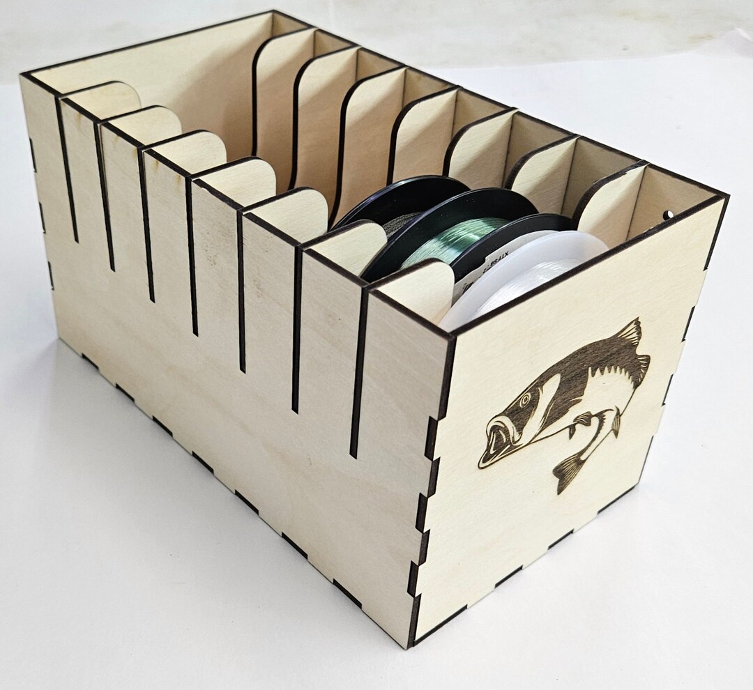 Adjustable Wooden Laser Cut Fishing Line Box With Spooling Etsy