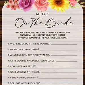 Sunflower Bridal Shower Games ,pack of four, Floral Wedding Shower Games, Bachelorette Games, Editable Bridal Party Games, Bride or Groom