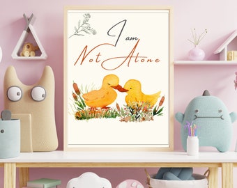 NO ESTOY SOLO Arte de pared para bebés, decoración de arte de afirmación para niños, impresión de animales para bebés, impresión de guardería de safari, decoración de animales para guardería, decoración de animales para bebés