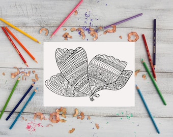 Páginas para colorear de mariposas, fiesta de cumpleaños de mariposas editable, decoración de mesa para niña, páginas para colorear en formato PDF digital, descarga instantánea