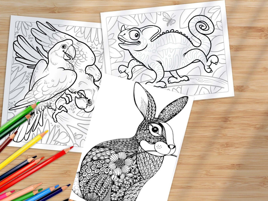 Animal Coloring Pages, Animal Printables, Digital Coloring Pages ...