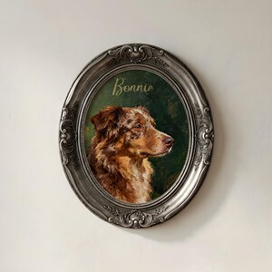 Personalized Australian Shepherds Portrait, Oil Painting Style Art Print