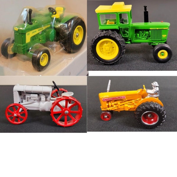 Die cast Tractors (4) 1920s-50s Models Vintage Toy Metal 2" Moline, 6" Fordson, & Two 2" John Deere