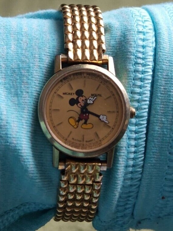 Bulova Watch Mickey Mouse Quartz Womens Gold Spei… - image 9