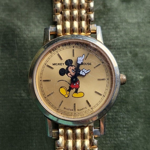 Bulova Watch Mickey Mouse Quartz Womens Gold Spei… - image 1
