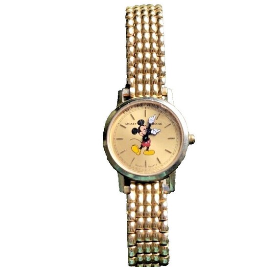 Bulova Watch Mickey Mouse Quartz Womens Gold Spei… - image 2