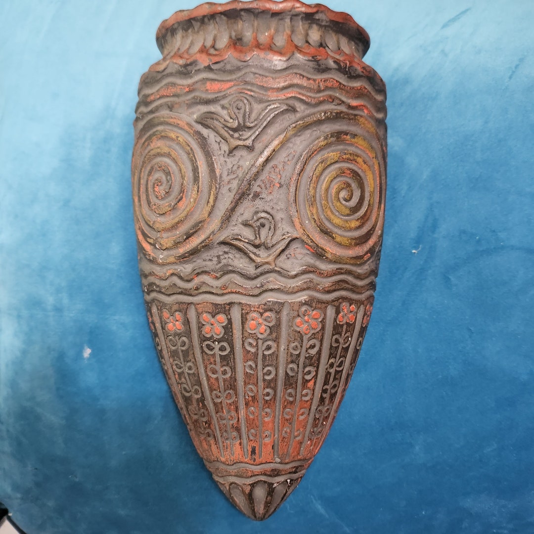 Japanese Wall Vase Jomon Clay Sculpted 10 Pointed Pot Etsy