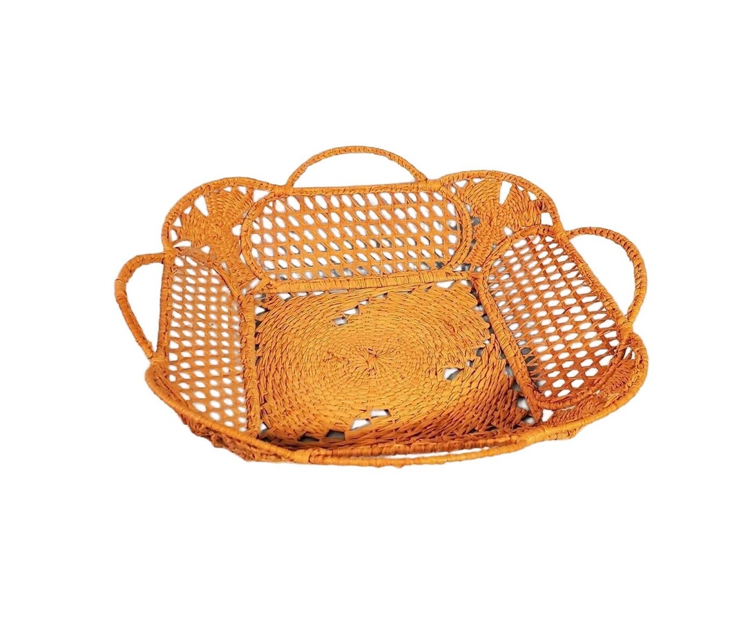 VINTAGE Tribal Basket Fiber Folk Art Basket Threadlike Grass Etsy