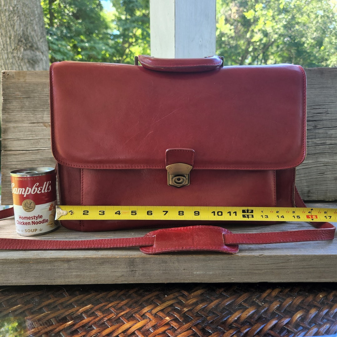 VINTAGE Red Leather Briefcase Stamped arte Del Cuoio Etsy