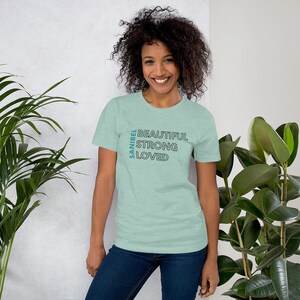 Sanibel Beautiful Strong Loved shirt heather prism dusty blue