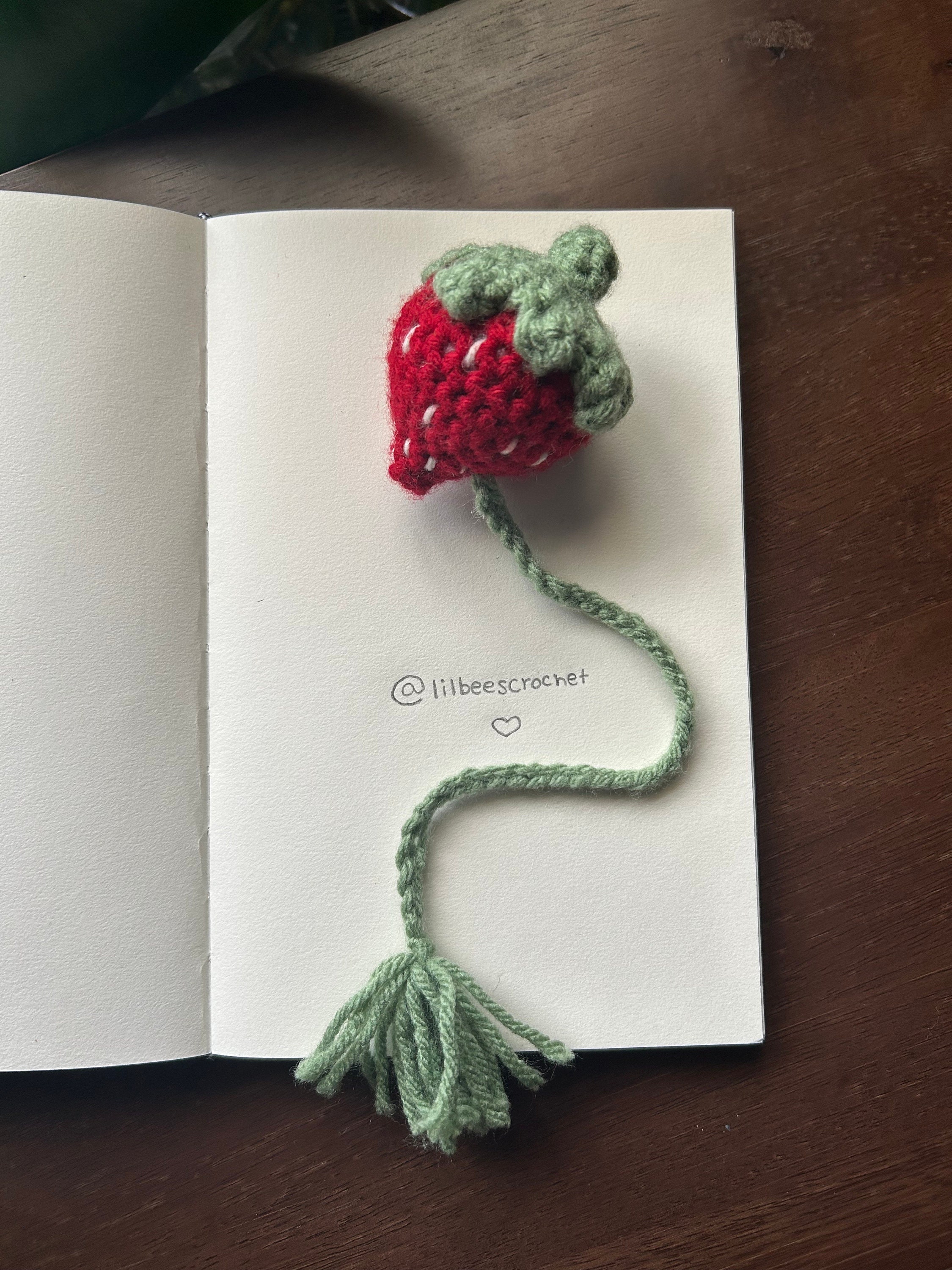 Crochet Strawberry Bookmark Etsy