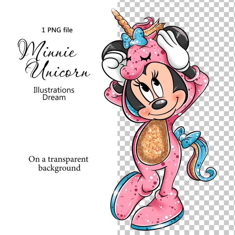 Minnie the Unicorn Minnie Mouse PNG Digital Illustration Etsy Australia