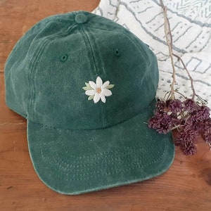 Hand Embroidered Floral Minimalist Baseball Cap