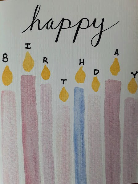 Happy Birthday Greeting Cards Watercolor Candles | Etsy