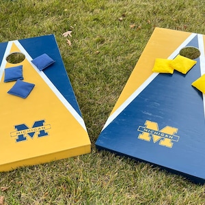 Custom Cornhole Game, durable wood cornhole set, weather-resistant tailgate game, custom college game set, tailgate supplies
