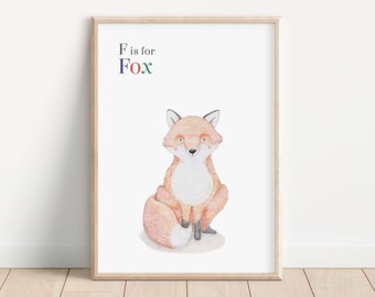 Fox art print for woodland nursery, kid’s bedroom or playroom decor - cute child’s birthday present and baby shower gift