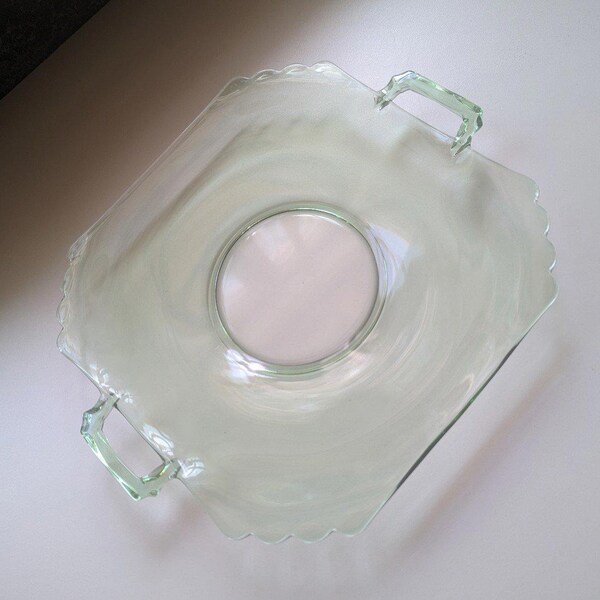 Mayfair Green Depression Green Glass Serving Platter Plate