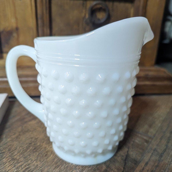 Vintage Anchor Hocking Milk Glass Hobnail Pitcher