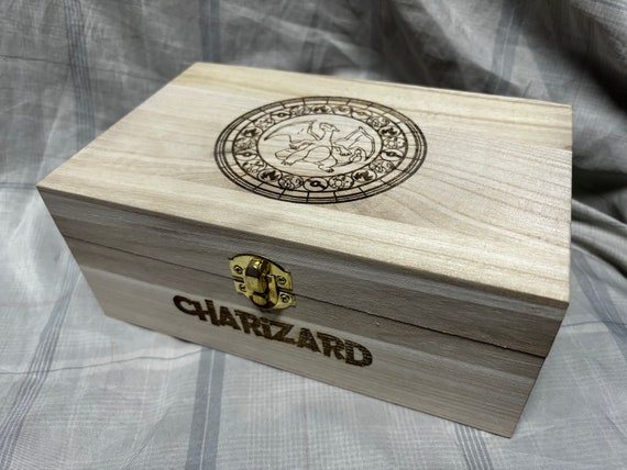 charizard engraved wooden gift box