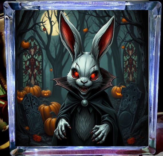 ghastly hallow rabbit halloween Glass light