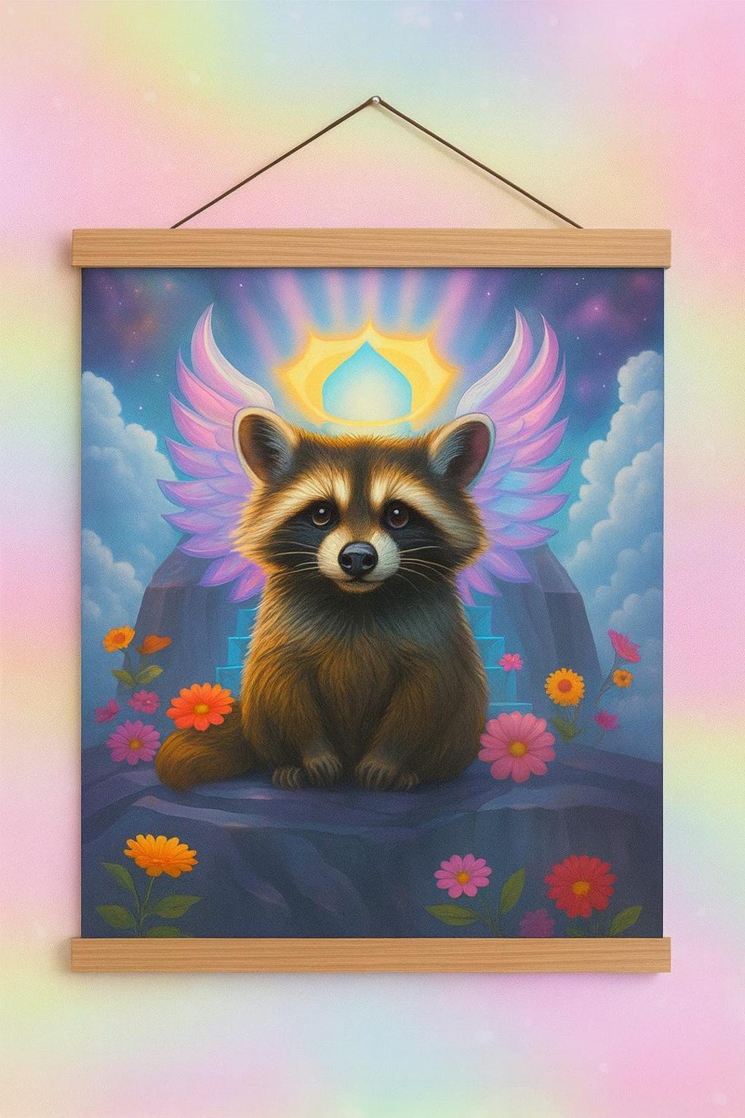 Psalm 91:11 Angel Raccoon Canvas Print 8x11 – “for He Shall Give His ...