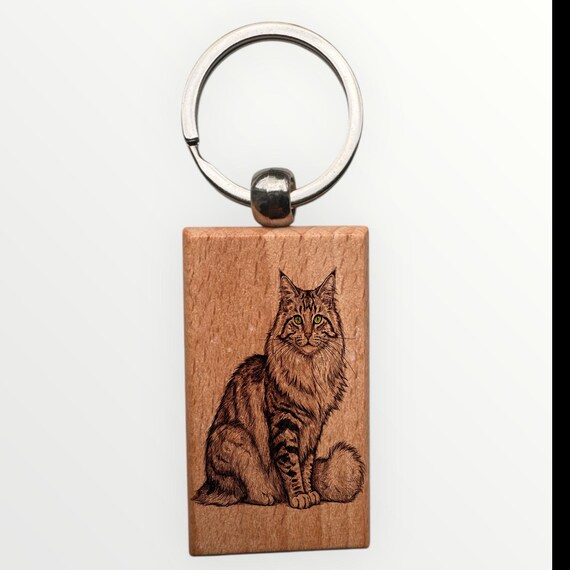 Norwegian forest cat laser engraved Keychain 2.16 inches