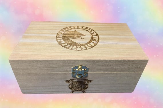 Norse Hati and Skoll wolf wooden gift box