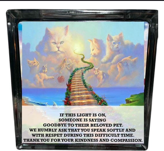 Veterinary feline cat Euthanasia Glass light of Compassion heavens gates rainbow bridge