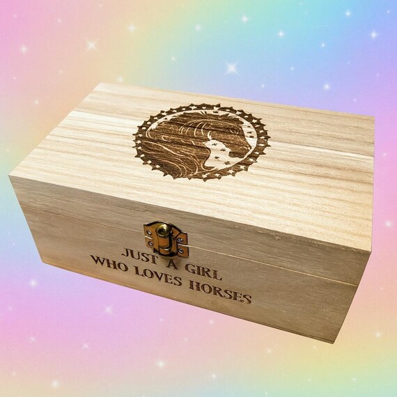 Just a girl who loves horses engraved wooden gift box