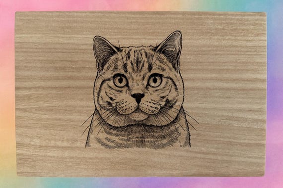 Engraved British shorthair cat lovers wooden gift box, personalized custom wood storage pets