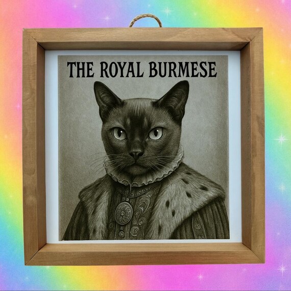 engraved cat wall decor royal Burmese  lovers