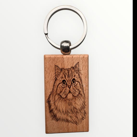 Persian cat laser engraved Keychain 2.16 inches