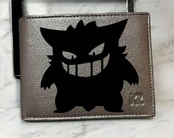 Engraved leather gengar wallet