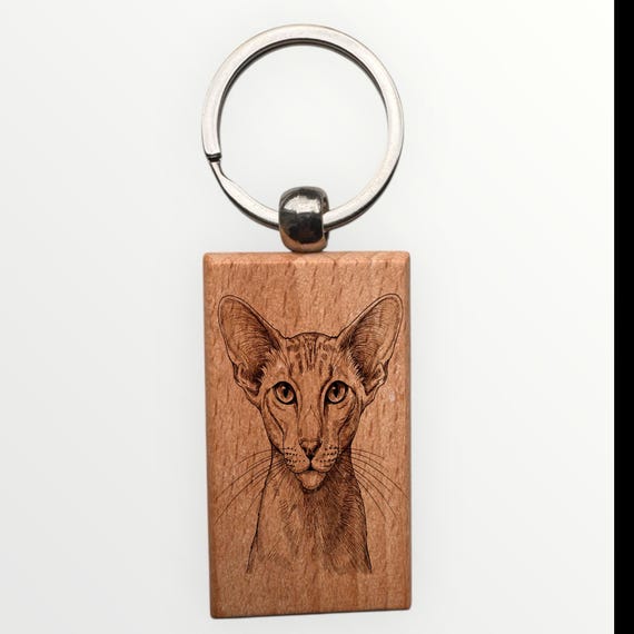 Oriental Shorthair cat laser engraved Keychain 2.16 inches