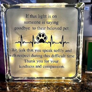 Veterinary Euthanasia Glass light of Compassion display illuminated office decor