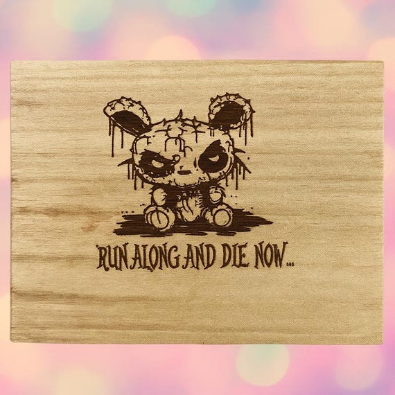 Engraved zombie rabbit die now wooden box
