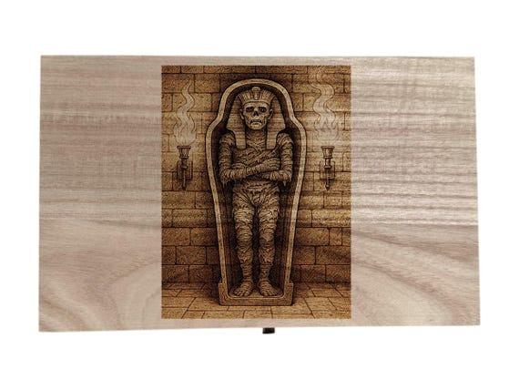 The Mummy themed laser engraved 8.5 inch box