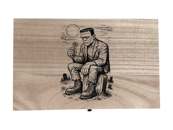 Frankenstein's monster themed laser engraved 8.5 inch box
