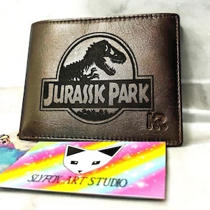 Carteira de couro gravada Jurassic Dino