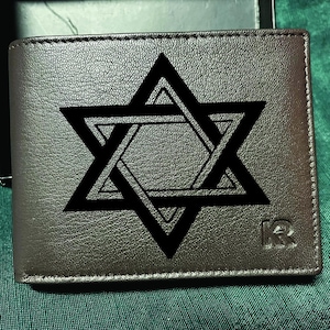 Jüdisches hebräisches Sternsymbol aus Leder für Männer - Geldbeutel, Brieftasche