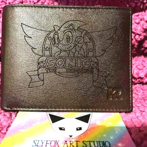 Cartera retro de erizo azul de piel grabada