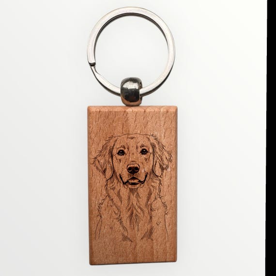 Golden Retriever Dog laser engraved Keychain 2.16 inches