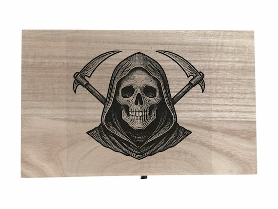 Grim Reaper themed laser engraved 8.5 inch box