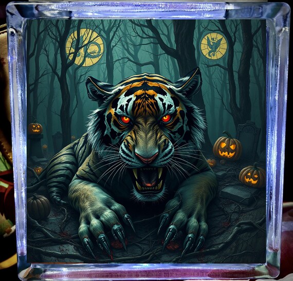 ghastly hallow Tiger halloween Glass light
