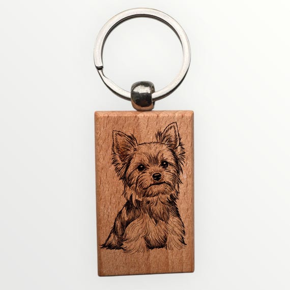 Yorkshire Terrier Dog laser engraved Keychain 2.16 inches