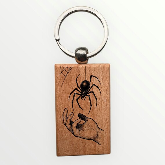 Spider theme laser engraved Keychain 2.16 inches