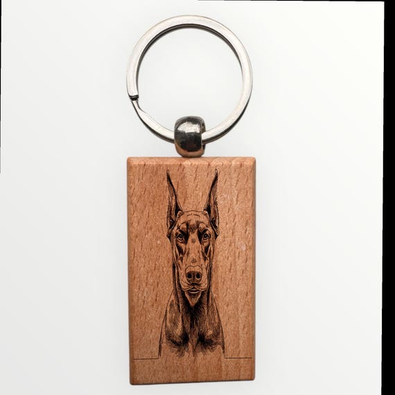 Doberman Pinscher Dog laser engraved Keychain 2.16 inches