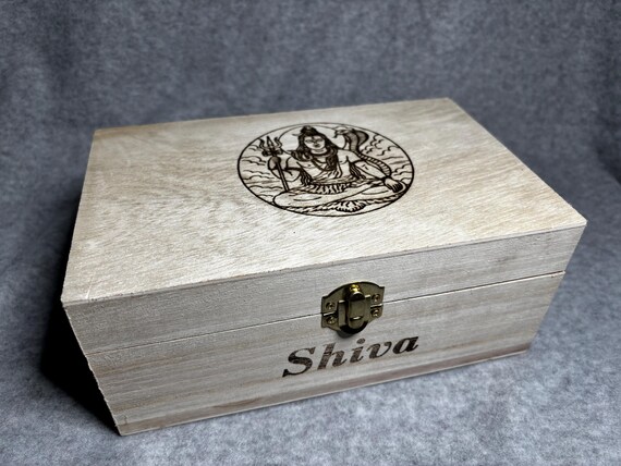 hindu god shiva engraved wooden gift box