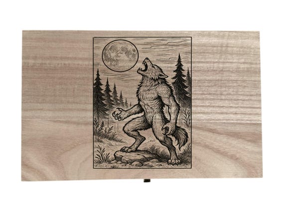 Werewolf themed laser engraved 8.5 inch box