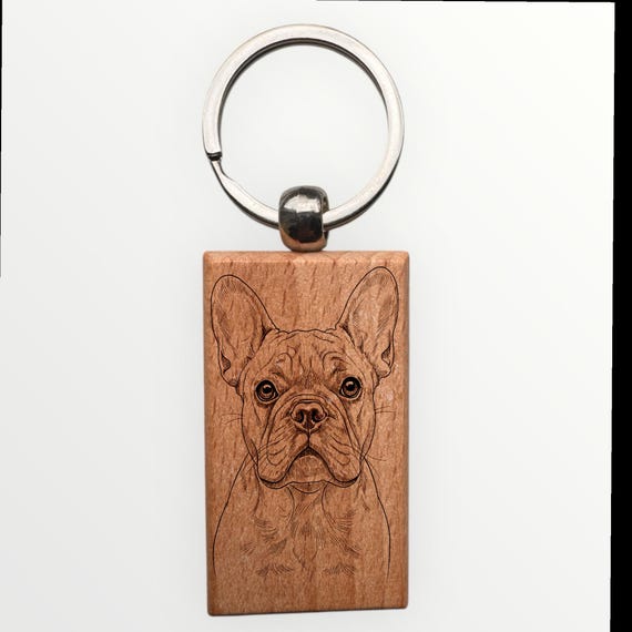 French Bulldog Dog laser engraved Keychain 2.16 inches